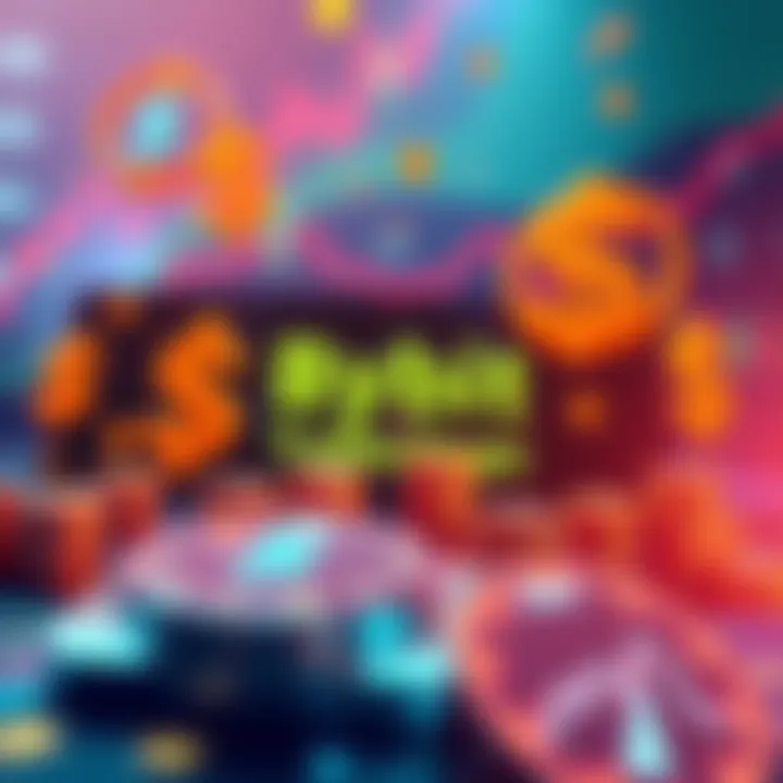 Graphic showing a vibrant trading competition with dollar signs and crypto symbols on Bybit