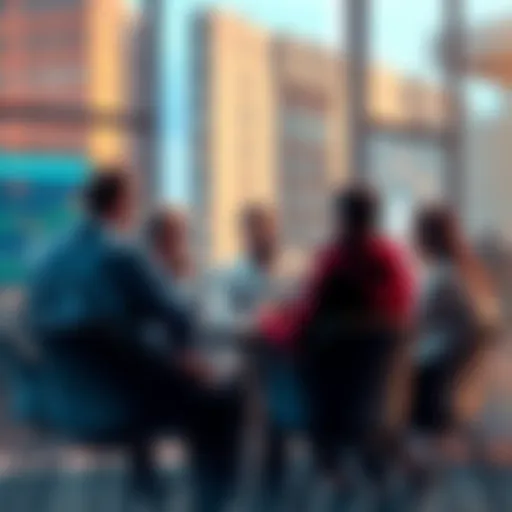 People discussing trading strategies and current events in a group setting