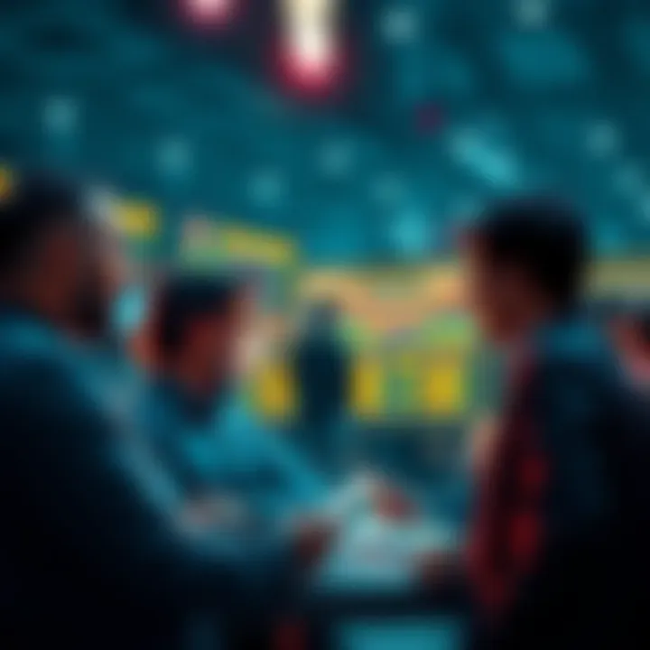 People engaging in a discussion about trading strategies and market trends