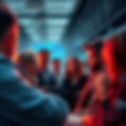 A group of people engaging in a discussion about trading strategies and market analysis.