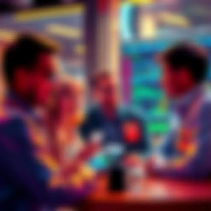 People discussing trading strategies and sharing insights in a group setting