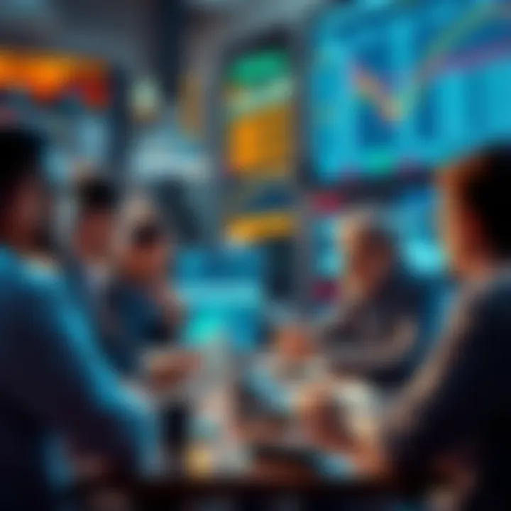 A group of traders sharing ideas and strategies in a lively discussion forum.