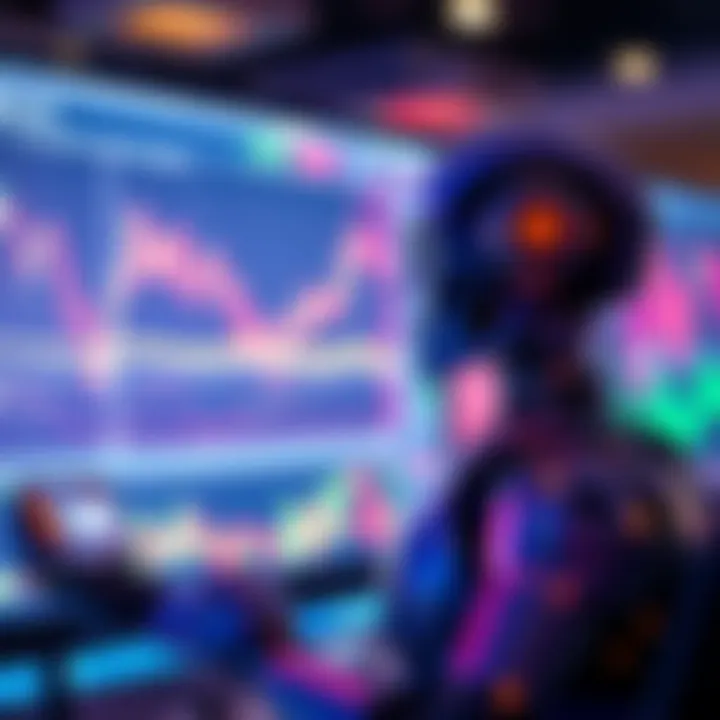 A trading bot analyzing financial charts on a computer screen, symbolizing improved trading discipline.