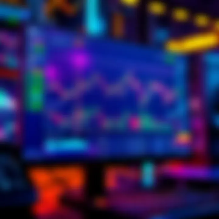 An illustration of a trading bot interface on a computer screen with charts, reflecting trades on the Solana blockchain.