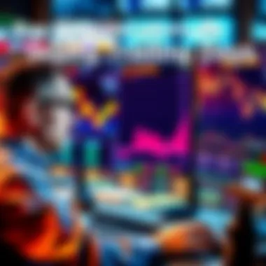 A trader analyzing charts on a computer, looking for indicators to decide whether to trade or not, with focus on market trends and price movements.