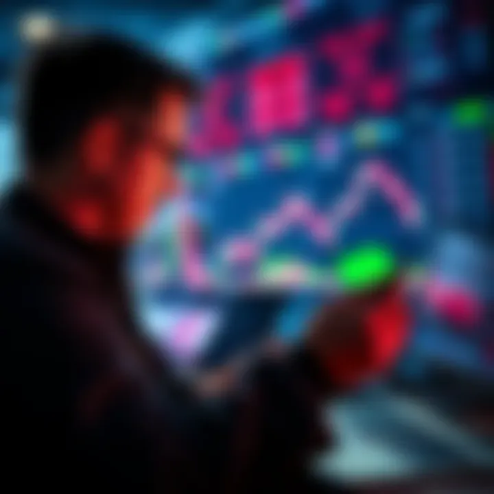 A trader analyzing market charts and graphs with a focus on buying opportunities during a market dip