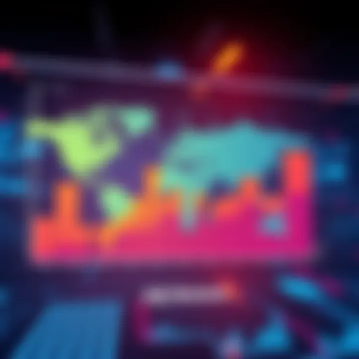 A digital graph showing fluctuating ad revenue linked to different geographical traffic sources, highlighting US and UK regions positively impacting CPM rates.