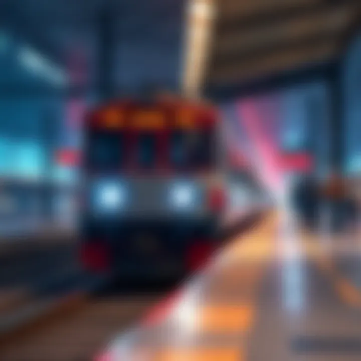 A train departing from a station, symbolizing market opportunities and urgency. Traders are watching as it moves away, representing missed chances.