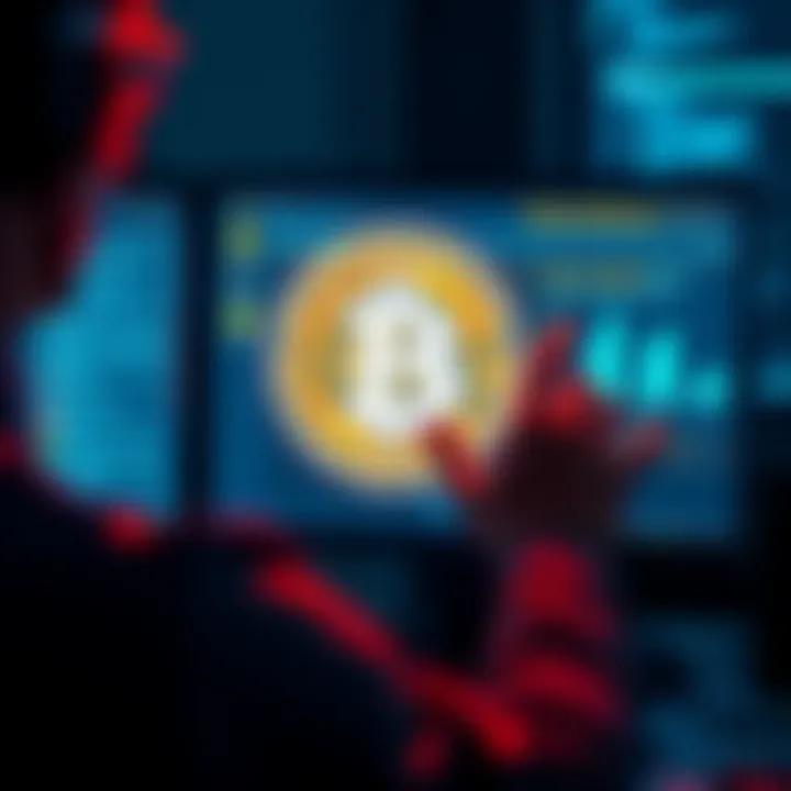 Transferring Bitcoin to Digital Wallet A person looking at a computer screen displaying Bitcoin transfers and digital wallet instructions