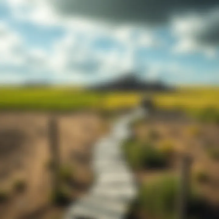 A once vibrant green field now barren and dry, showing the effects of destruction.