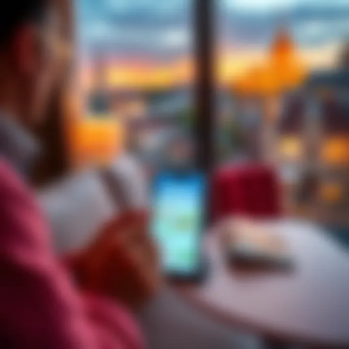 Travel Stays with RevPoints A traveler enjoying a comfortable hotel stay in Hungary, showing points on a mobile device, with travel brochures on the table