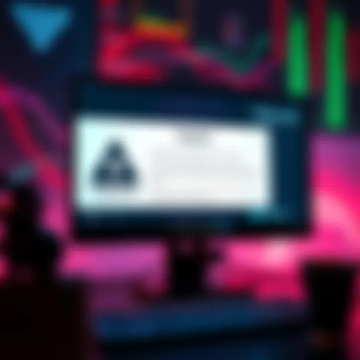 A computer screen showing a warning message about a Trezor app scam, with the Trezor logo and graphics indicating security issues.