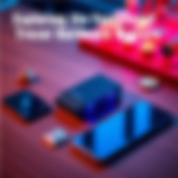 A Trezor hardware wallet placed on a wooden table next to a smartphone and cryptocurrency icons