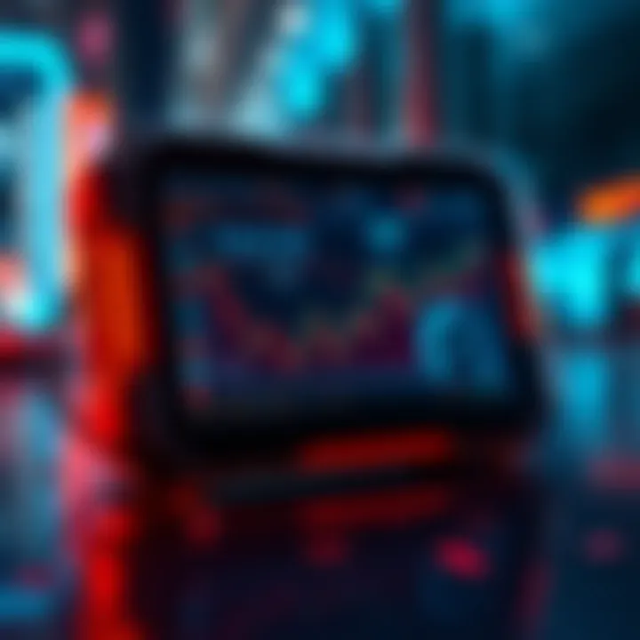 Trezor hardware wallet displaying decentralized finance graphics on a screen, highlighting its integration in crypto management.