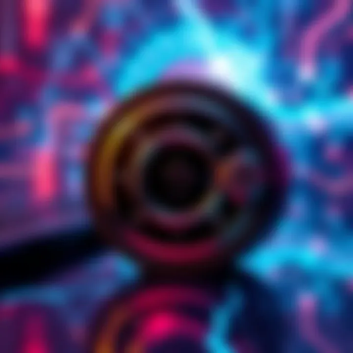A Trezor Safe 3 device displayed with a backdrop of abstract quantum technology imagery, symbolizing cybersecurity concerns.