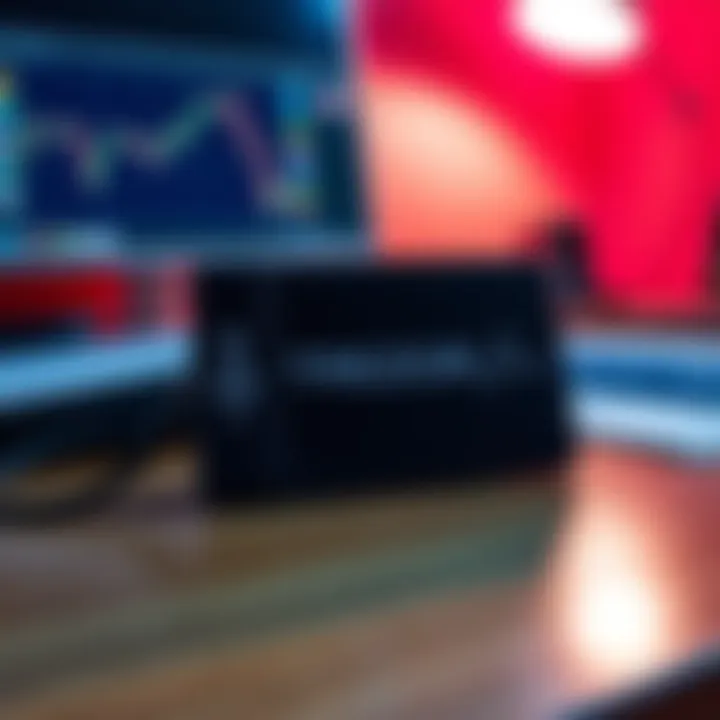 A Trezor Safe 3 hardware wallet on a wooden desk, with a computer and financial documents in the background, symbolizing secure cryptocurrency storage.