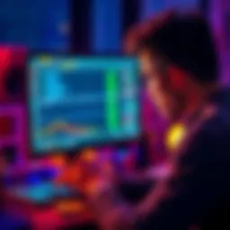 A person setting up a Trezor hardware wallet with a computer and digital assets visible on the screen.