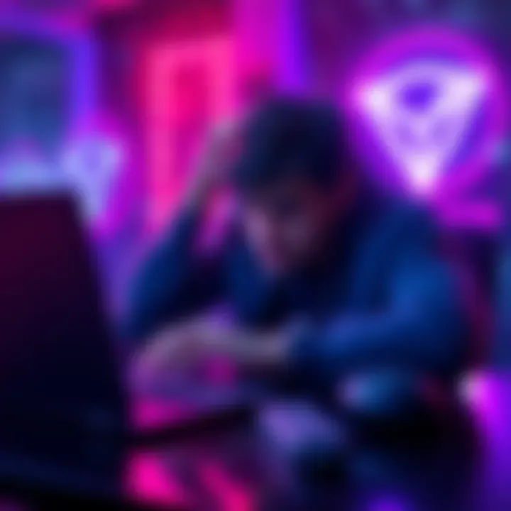 A person frustrated while trying to access their Tron wallet on a laptop with a Ledger device nearby