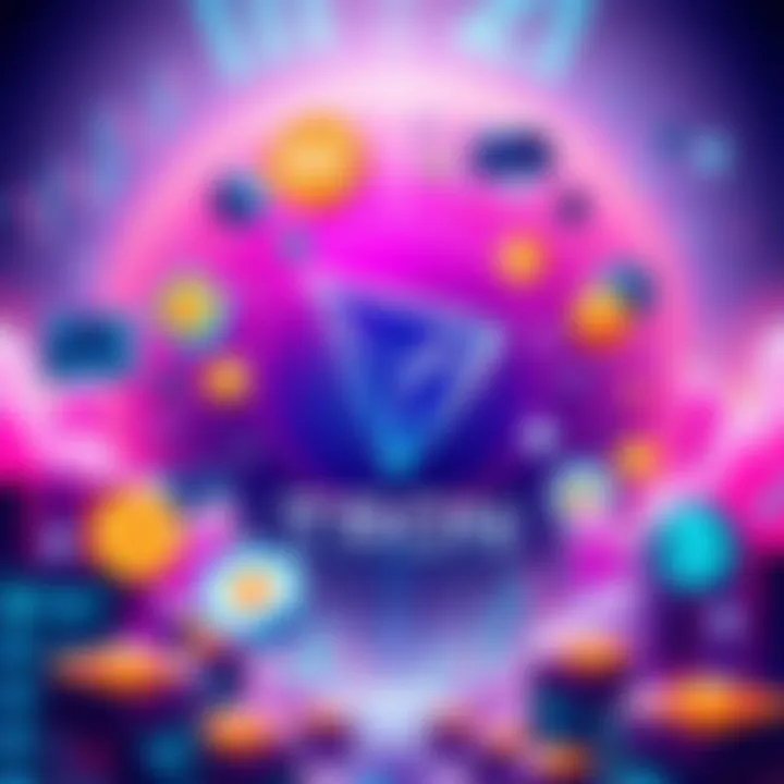 A vibrant illustration showcasing the TRON logo surrounded by various meme tokens and trading charts, representing active trading action during the meme season