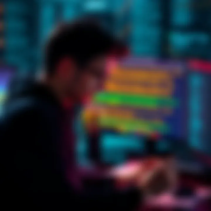 A person looking at a computer screen with error messages related to Bitcoin Core on Umbrel, while taking notes