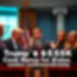 Donald Trump presenting cash bonuses to Natalie Harp and two female aides, highlighting their salaries