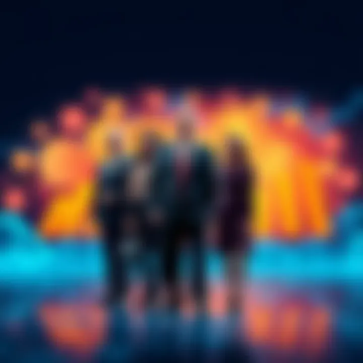 The Trump family standing in front of cryptocurrency symbols and charts, illustrating their wealth from digital investments.