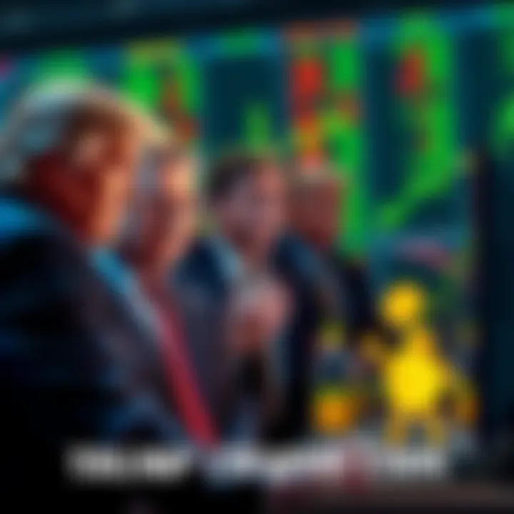A group of concerned investors looking at financial charts showing losses, representing the impact of the Trump crypto coin scandal.