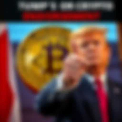 Bitcoin logo with a graphic of President Trump giving a thumbs up, symbolizing his support for cryptocurrency.