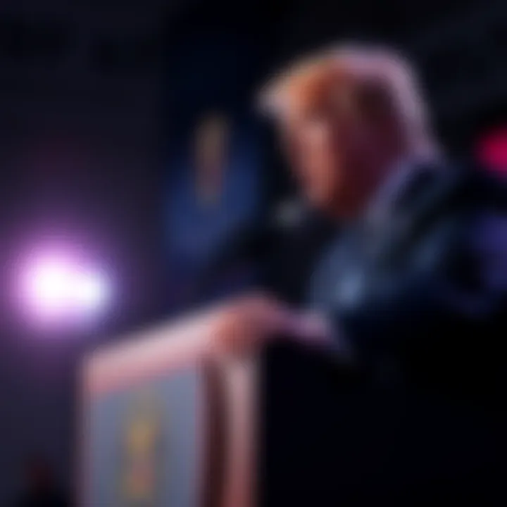 Former President Donald Trump addressing the audience about cryptocurrency legislation