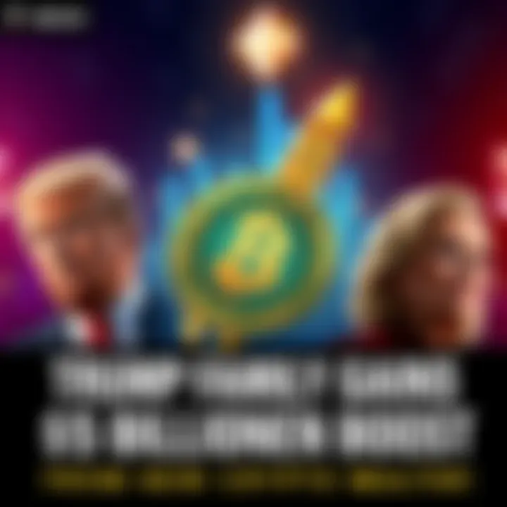 A graphic showing the Trump family with a soaring cryptocurrency symbol, illustrating their $5 billion wealth increase.