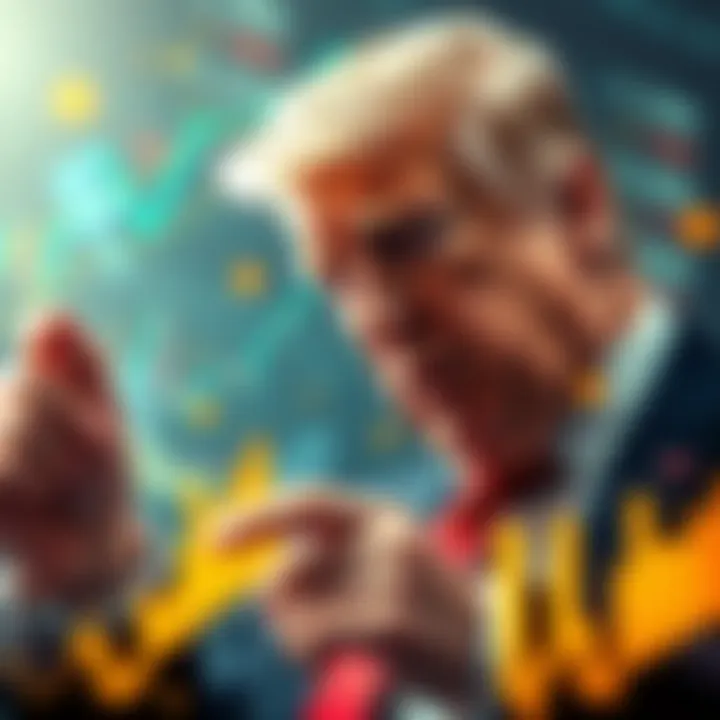 Donald Trump and Iran's top cryptocurrency exchange illustrated with financial charts and symbols, showing industry ties
