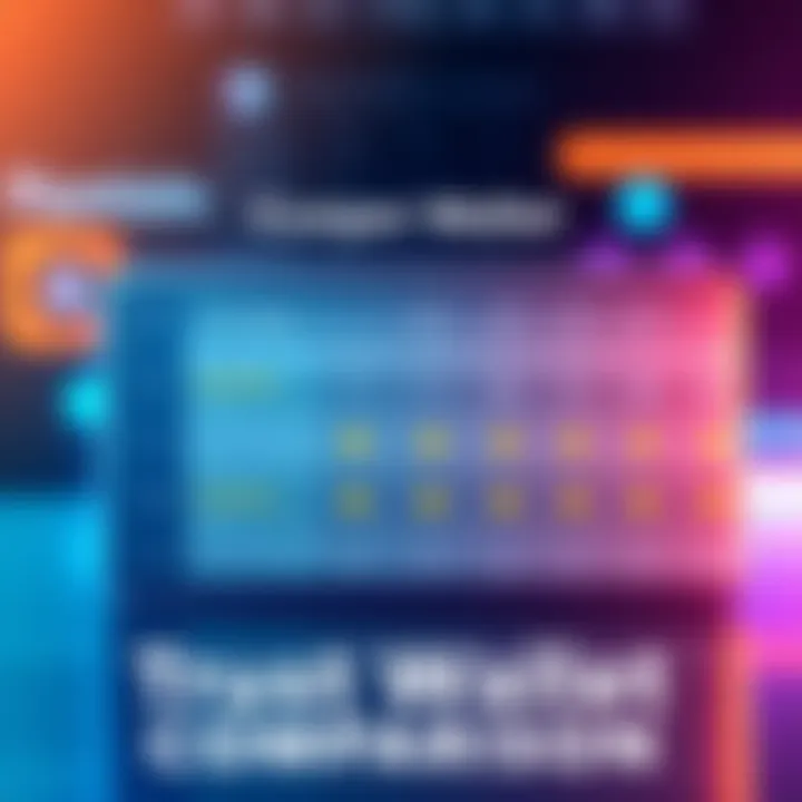 A graphic showing user reviews and ratings of Trust Wallet alongside other wallets, highlighting security and usability features.