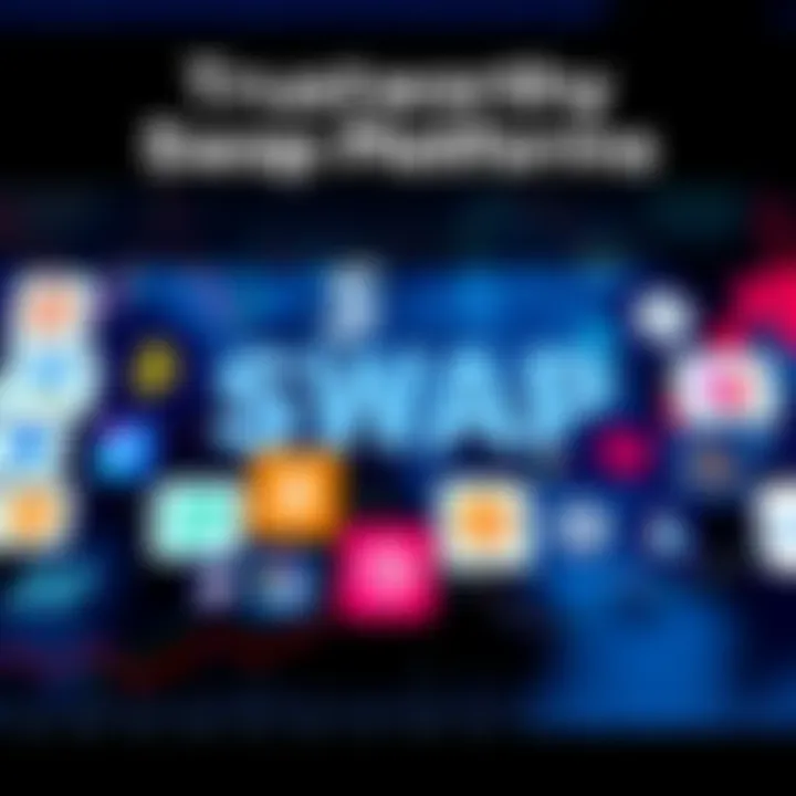Trustworthy Swap Platforms A collage of various swap platform logos with a background of financial charts and graphs