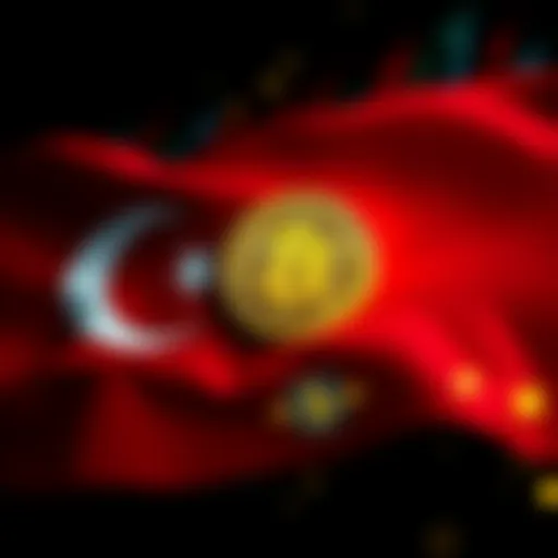 A visual representation of Turkey's flag with cryptocurrency symbols, indicating the halt of the tax plan.
