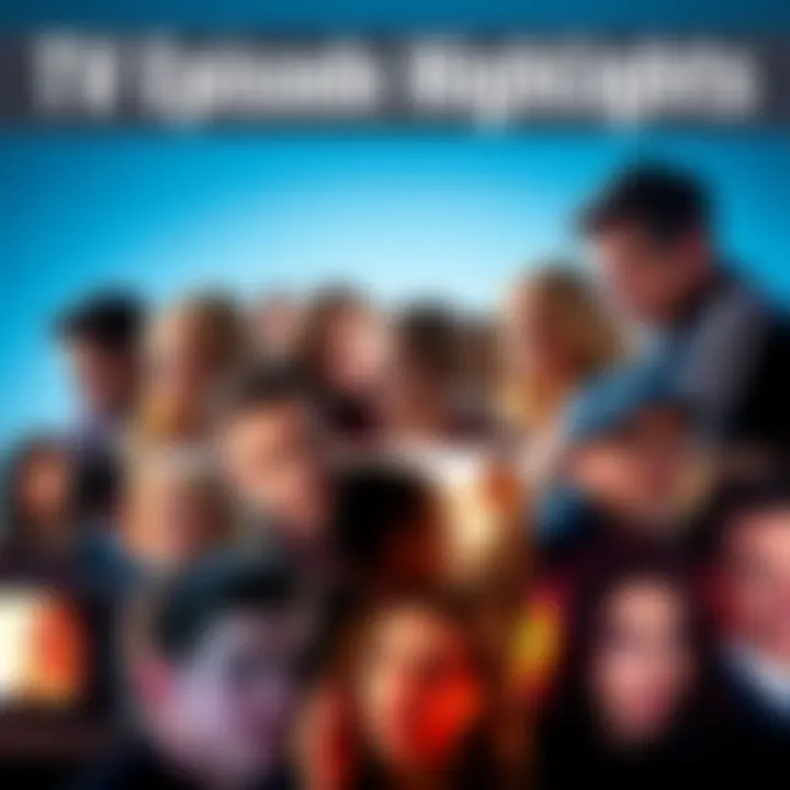 A collage of memorable scenes from a popular TV episode showing key characters and emotional moments