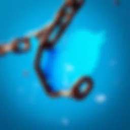 Twitter logo with a broken chain The Twitter logo is shown with a broken chain, symbolizing challenges the platform faces in 2026.