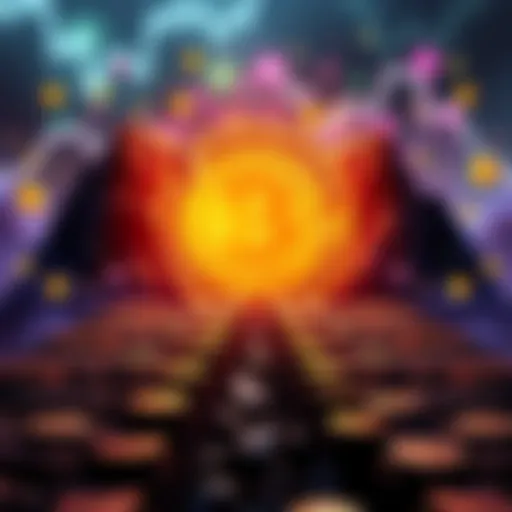 A visual representation of two diverging paths symbolizing investment choices in r-Bitcoin, with one path leading to success in one year and the other in two years, surrounded by growth symbols like c...