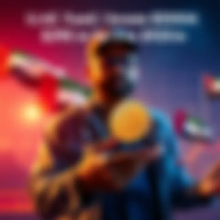 A person analyzing a graph showing the rise of Trump's cryptocurrency with UAE flags in the background.