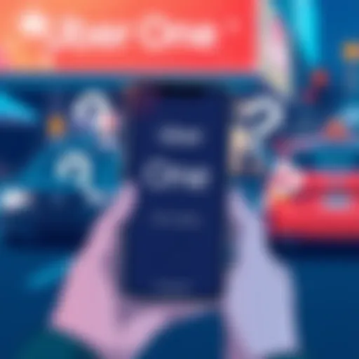 Illustration showing a smartphone with the Uber app open, highlighting the new Uber One perk for Ultra members, with question marks around it to indicate curiosity about the announcement.