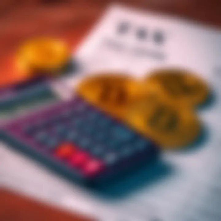A graphic showing a calculator and cryptocurrency coins with a tax form in the background, illustrating new tax regulations for crypto traders in the UK.