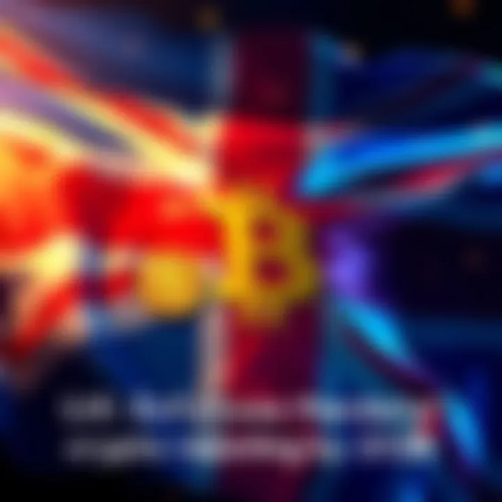 A graphic representation of the UK flag with cryptocurrency symbols, highlighting new reporting regulations by 2026.