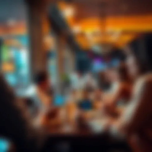 A person using the Ultra Card at a restaurant, enjoying a meal with friends and showing the Priority Pass feature