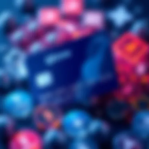 A close-up of the Ultra Payment Card showcasing its design and subscription benefits, surrounded by various transaction icons representing RevPoints earnings.