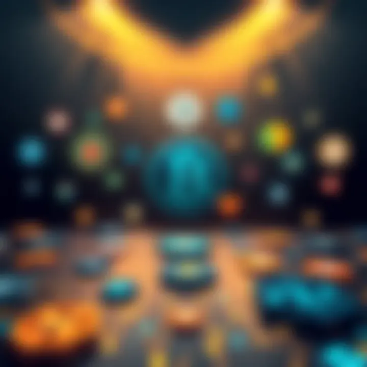 A graphic showing various blockchain logos and icons with a spotlight effect on lesser-known platforms.