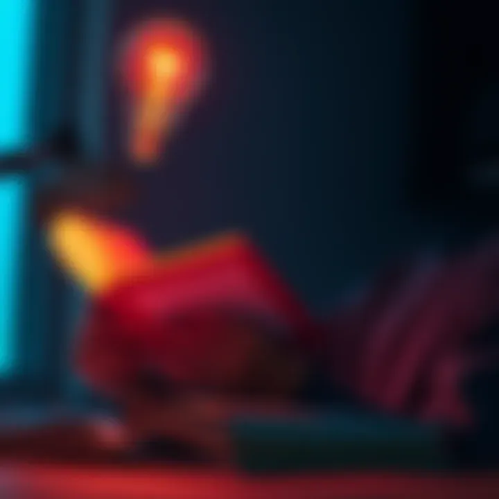 A person reading a book with a light bulb above their head, symbolizing learning and clarity.