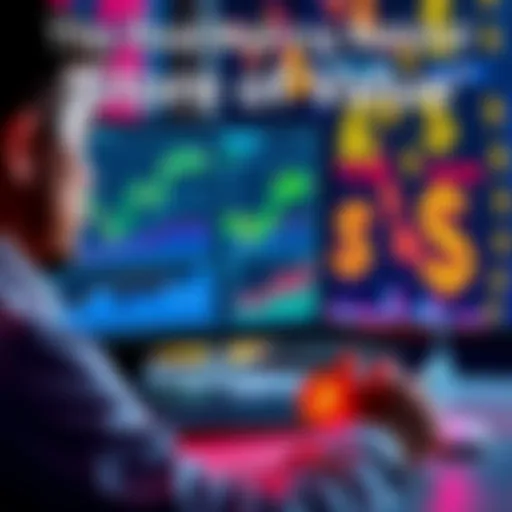 A person analyzing financial charts and graphs on a computer with dollar symbols in the background.