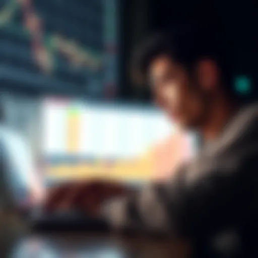 A person looking at Bitcoin price charts on a laptop, showing confusion and curiosity about cryptocurrency values.