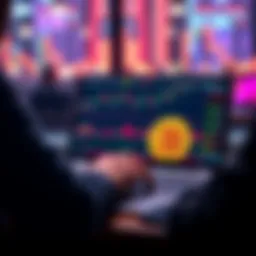 A person studying Bitcoin on a laptop with cryptocurrency charts displayed on the screen