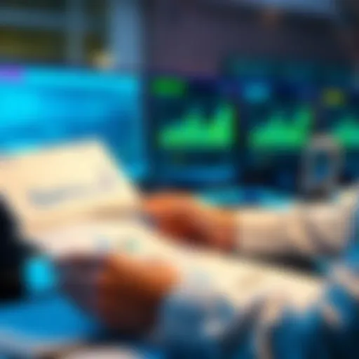 A person reviewing financial documents with charts and graphs related to Earn Deposit concept