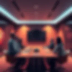 A group of people discussing recent unexpected events and their implications in a meeting room.